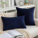 Axyaa Navy Blue Corduroy Pillowcase Solid Color Cushion Cover 45*45cm 30*50cm