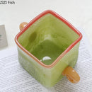 Axyaa Double Eared Square Glass Vase Candy Colored Flower Arrangement Vessel