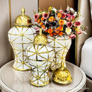 Axyaa Gold Ceramic Vase Decor for Home Entrance, Living Room - Floor-to-Ceiling Jar