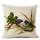 Axyaa Elegant Floral Bird Pattern Linen Cushion Cover 45x45cm for Living Room Sofa