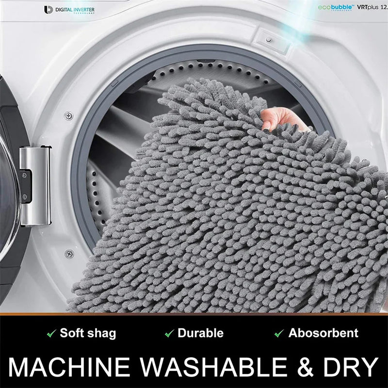 Axyaa Chenille U-Shaped Toilet Rug: Soft, Absorbent, Non-Slip Bath Mats