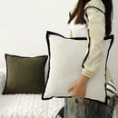 Axyaa French Medieval Style Black Border Green Cushion Cover for Home Sofa Decor