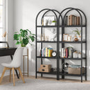 Axyaa 4-Tier Wood Bookcase Storage Shelves - Freestanding Metal Frame Display Rack