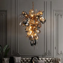 Axyaa Gold Steel LED G9 Pendant Lights Cognac/Gray Glass Hanging Lamp