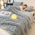 Axyaa Heart Pattern Coral Fleece Blanket: Double Layer Thicken Warm Plush Sofa Throw