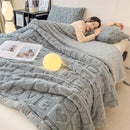 Axyaa Heart Pattern Coral Fleece Blanket: Double Layer Thicken Warm Plush Sofa Throw