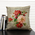 Axyaa Retro Flowers Pattern Cushion Cover - European & American Style Pillow Case
