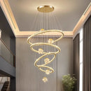 Axyaa Crystal Pendant Chandelier: Modern Living Room Steel Glass Globe LED Lighting