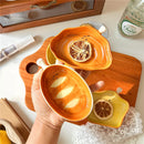Axyaa Ceramic Bread Shape Side Dishes Set - 4pcs Cute Small Plates