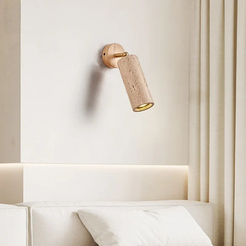 Axyaa LED Wall Sconce Up Down Rotate Yellow Travertine Mirror Light