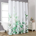 Axyaa Watercolor Eucalyptus Shower Curtain with Floral Pattern - Set of Hooks