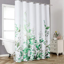 Axyaa Watercolor Eucalyptus Shower Curtain with Floral Pattern - Set of Hooks
