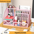 Mesh Desk Organizer Pen Holder by Axyaa Large Capacity Metal Desktop Storage