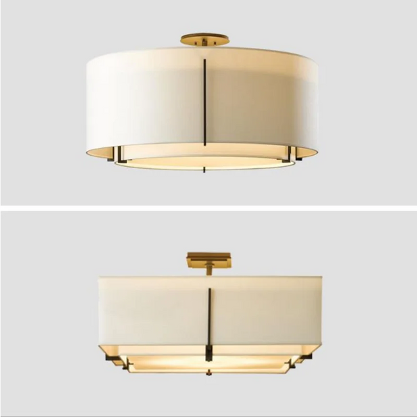 Axyaa Fabric Round Chandelier: Retro Bedroom Tea Room Pendant Light