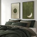 Bohemian Green Moon Sun Canvas Prints by Axyaa - Modern Minimalist Wall Art for Home Decor