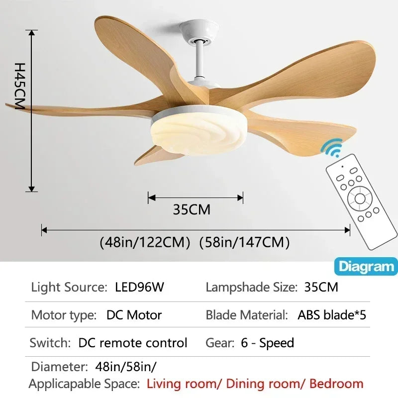Axyaa 48-Inch Ceiling Fan with Remote Control and LED Light, Strong Winds, Mute Operation