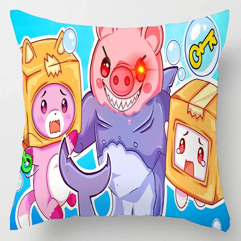 Axyaa Cartoon Print Designer Pillow Cases: Lankybox Series Home Decor Cushion Cover