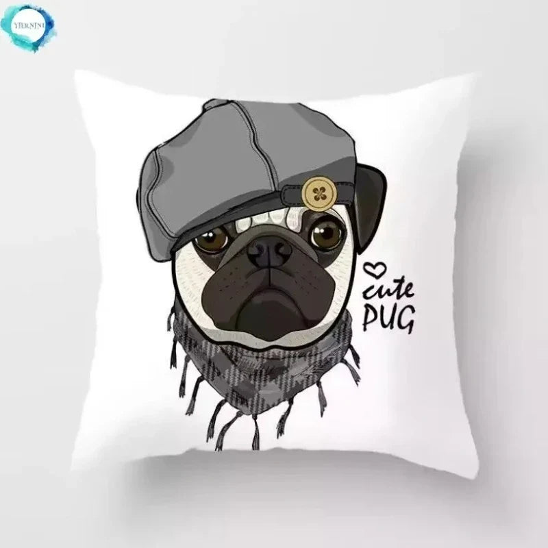 PUG Dog Cushion Cover 45 X 45 Pillow Case - Axyaa Brand