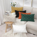 Axyaa Striped Furry Cushion Cover, Cozy Cotton Linen Pillowcase