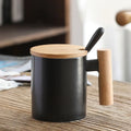 Axyaa Ceramic Wooden Handle Coffee Cup Set with Lid, Spoon - 310ml