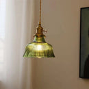 Axyaa Ribbed Glass Pendant & Wall Sconce Set: Clear/Green Classic Lighting Fixture