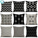 Axyaa Geometric Cotton Linen Cushion Cover - Decorative Sofa Throw Pillow Cover