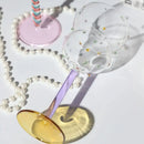 Axyaa Stem Fruit Wine Glass with Polka Dot Decor - Purple Yellow Glass Cup