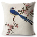 Axyaa Vintage Floral Bird Linen Cushion Cover - 45*45cm