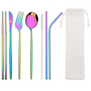 Axyaa Stainless Steel Travel Cutlery Set - Spoon, Fork, Chopsticks, Straw in Portable Case