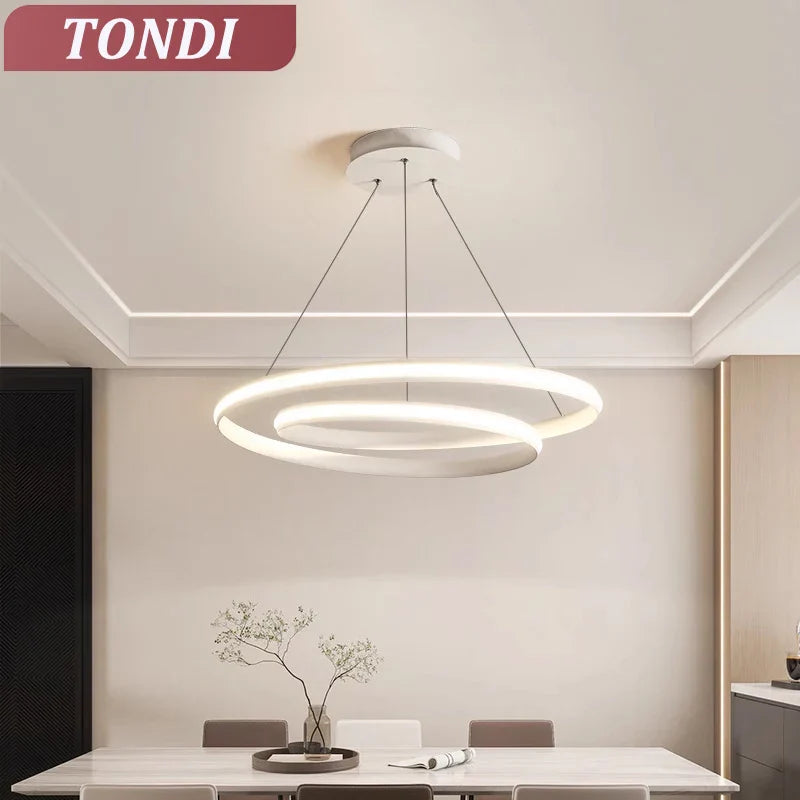 Axyaa Circular White LED Pendant Lamp for Home, Living Room, Dining Room, Bedroom
