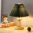 Axyaa Nordic Retro Ceramic Desk Lamp with Wood Grain Design