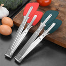 Axyaa Stainless Steel Silicone Tongs - Non-Stick Anti-slip BBQ Grilling Utensil Clamp