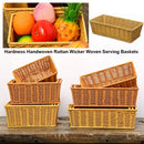 Axyaa Rattan Wicker Serving Baskets - 10 Styles, Multicolor Handwoven Restaurant Display