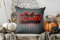 Axyaa Blue Lightning Skull Halloween Throw Pillow Cover