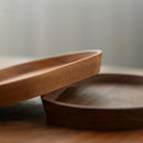 Axyaa Solid Wood Dessert Plate: Japanese-style Round Tray for Snacks, Fruits, and Treats