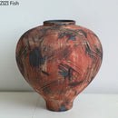 Axyaa Abstract Oil Style Ceramic Vase for Aesthetic Room Décor and Flower Arrangement