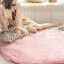 Pink Faux Fur Round Rug Axyaa - Soft Area Carpet for Nursery, Bedroom, Living Room
