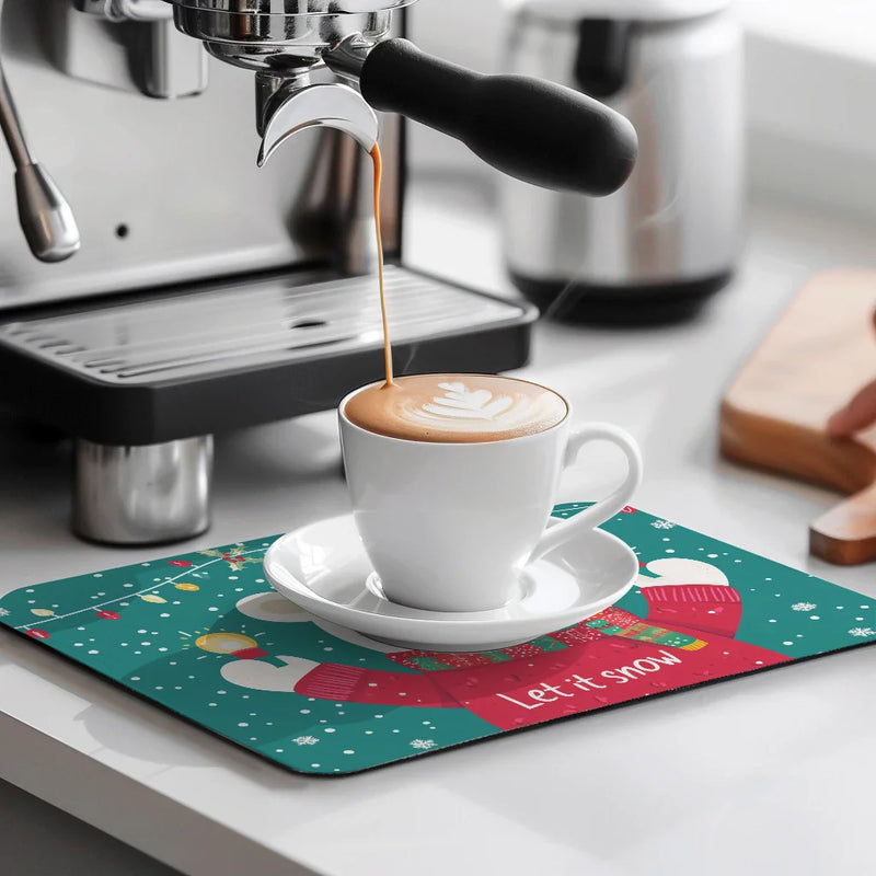 Axyaa Christmas Lights Bear Text Non-Slip Absorbent Kitchen Mat