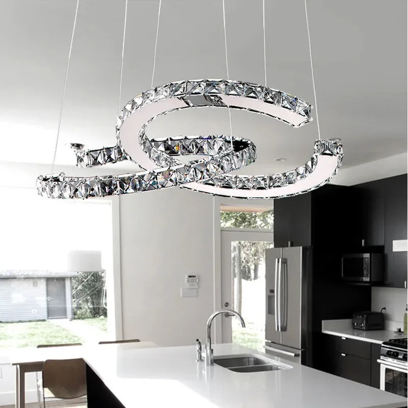 Axyaa Crystal Chandelier LED Pendant Light for Dinning Living Room Restaurant