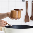 Axyaa Wooden Salt Cellar with Spoon and Swivel Lid