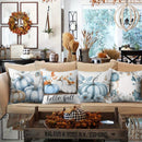 Axyaa Fall Blue Pumpkin Floral Leaf Pillow Covers for Bed Sofa Bedroom