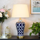Axyaa Blue White Porcelain Chinese Retro Desk Lamp Modern Home Living Room Bedroom Lighting