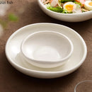 Axyaa White Ceramic Deep Salad Dessert Plate Set