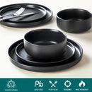 Axyaa Black Stoneware Dinner Set - 18/36 Piece Elegant Plate Collection
