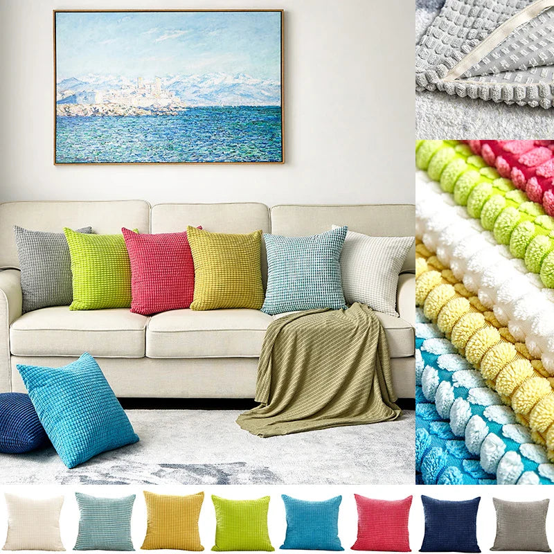 Blue Corduroy Cushion Cover 30x30cm - Axyaa Home Decor Pillowcase