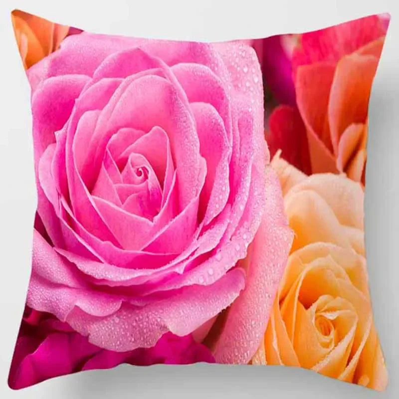 Axyaa Rose Series Yellow Pink Flowers Pillowcase Home Decor