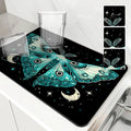 Axyaa Moon Moths Drain Pad: Non-slip Dish Drying Mat for Kitchen Counter