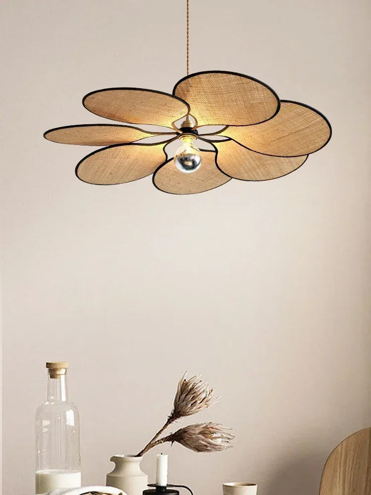 Axyaa Retro Flower Chandeliers Woven Pendant Lights for Dining Room & Living Room