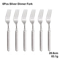 Axyaa Gold Cutlery Set Stainless Steel Mirror Sliver Fork Spoon Western Double Sided Pattern
