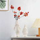 Axyaa Dwarf Shape Ceramic Vase for Flowers - Room Aesthetic Decor and Artificial Flower Arrangement